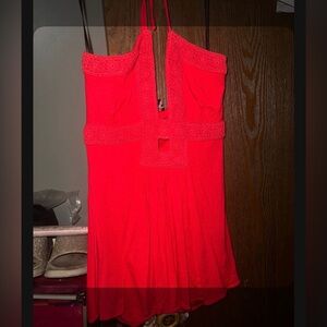 Elegant Red Lace Dress Size Medium Sky Clothing Brand